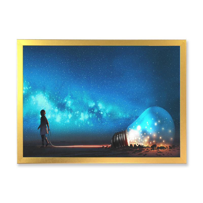 Jeu vidéo tirant sur une ampoule fusion - œuvre d'art moderne sur toile, H 8 po x l 12 po x P 1 po, Cadre photo doré