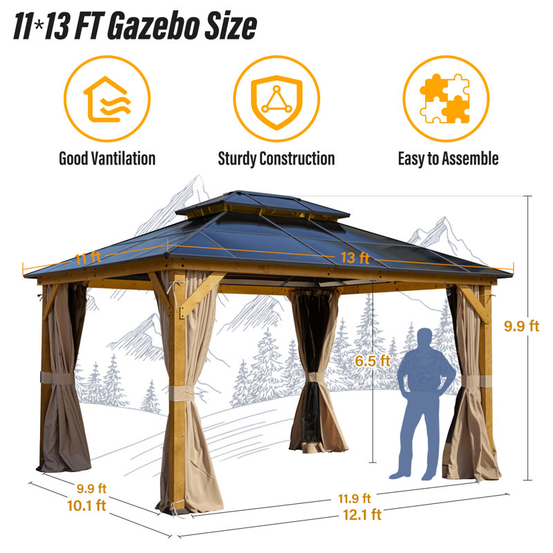 12,1 pi L 10,1 pi. D Pavillon de jardin en bois
