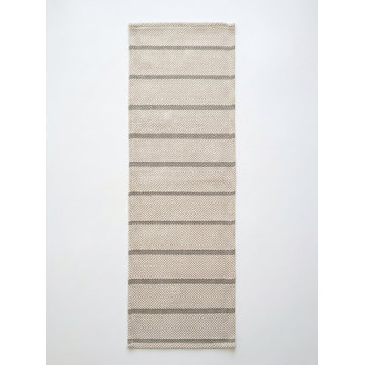 Sandy Beige Regatta Stripe Indoor Outdoor Table Runner 14x72
