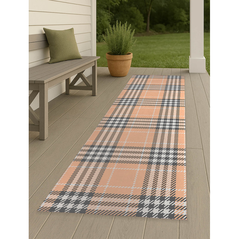 Christopher's Plaid Non-Slip Outdoor Rug, Runner 2'6" x 8'