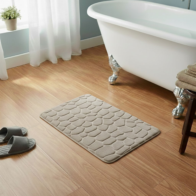 Cobble Stone Mat Non-Slip Bath Mat, Taupe
