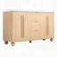 Meuble-lavabo double avec lavabos en résine, poignées en bois massif et portes et tiroirs à fermeture en douceur, grain de bois naturel, tablettes réglables