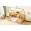 Lit simple naturel avec garde-corps et tablette-1253198846