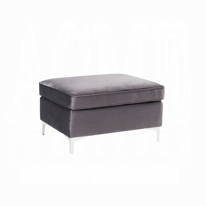 Repose-pieds modulaire en velours gris Jaszira, Velours - gris