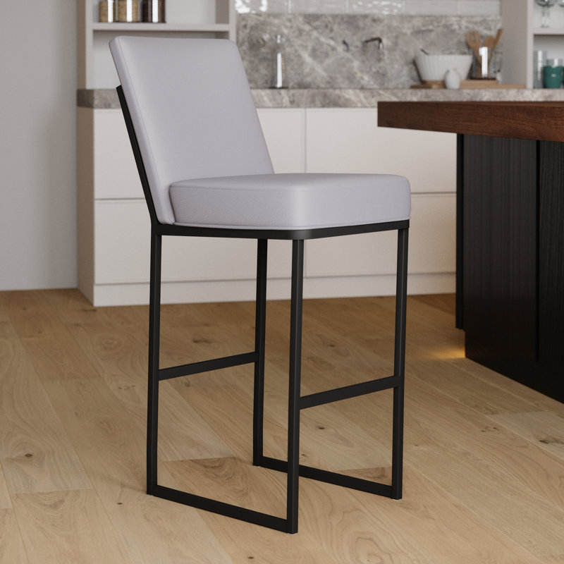 Tabouret rembourré Kelsey, Tabouret de bar (siège d'une hauteur de 30 po), Onyx sable, Acier