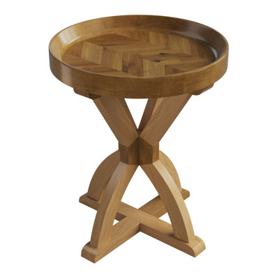 Higgin 22" Mango Wood Pedestal Side Table
