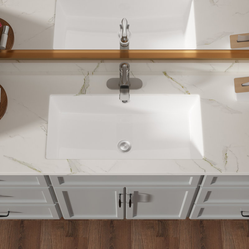 MONSFEST 14'' Ceramic Rectangular Bathroom Sink