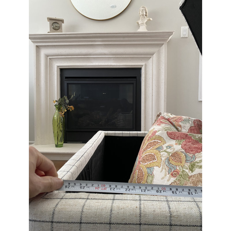 SEAT4U Damber Livingroom Upholstered Storage Coffee Table Cocktail Ottoman, Charcoal Linen Blend
