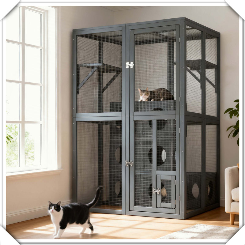 Enceinte d'extérieur pour chat Catio, Gris