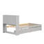Structure de lit simple avec port intégré, 2 tiroirs et tête de lit bibliothèque avec douille et rangement gris-118035699