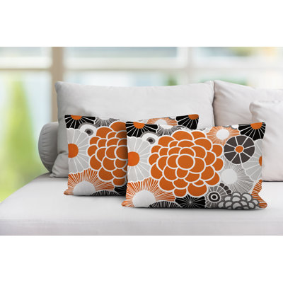 Bursta Floral Outdoor Reversible Throw Pillow
