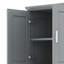 Grande armoire de rangement pour salle de bain, armoire de rangement autoportante avec panier à linge inclinable et armoire supérieure-69320011