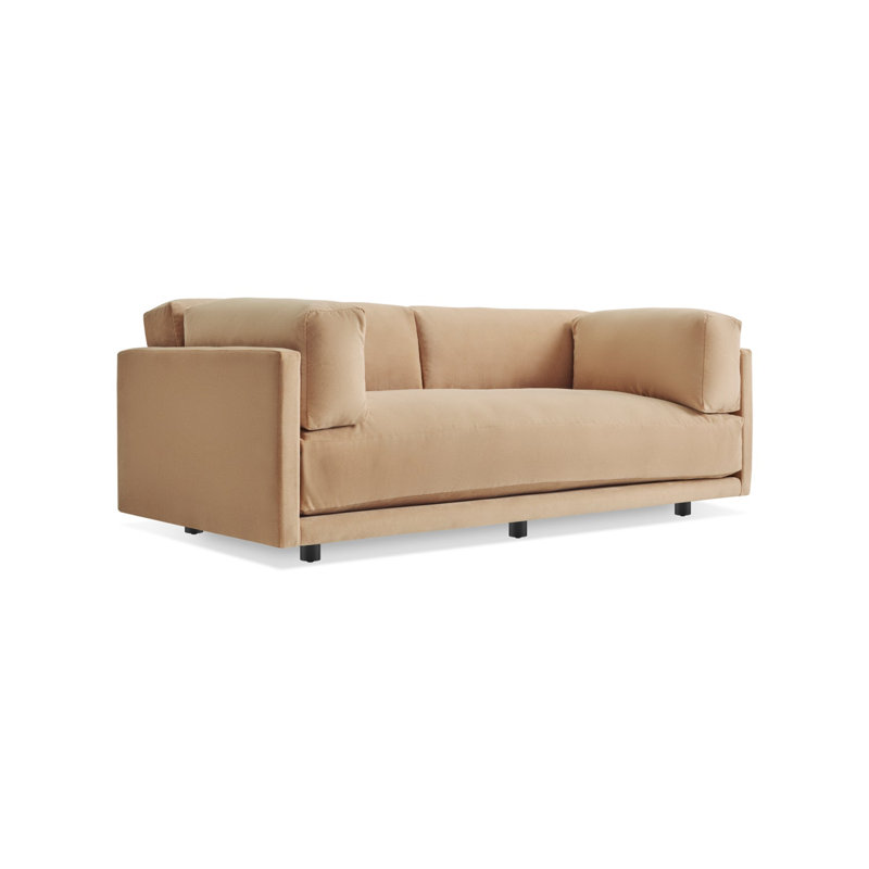 Sunday Sofa, Camel Velvet Polyester Blend, 30" H x 102" W x 40" D