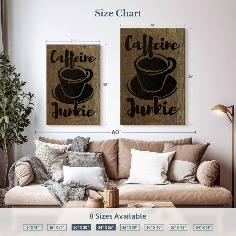 Tergel Coffee Junkie, typographie, H 36 po x l 24 po