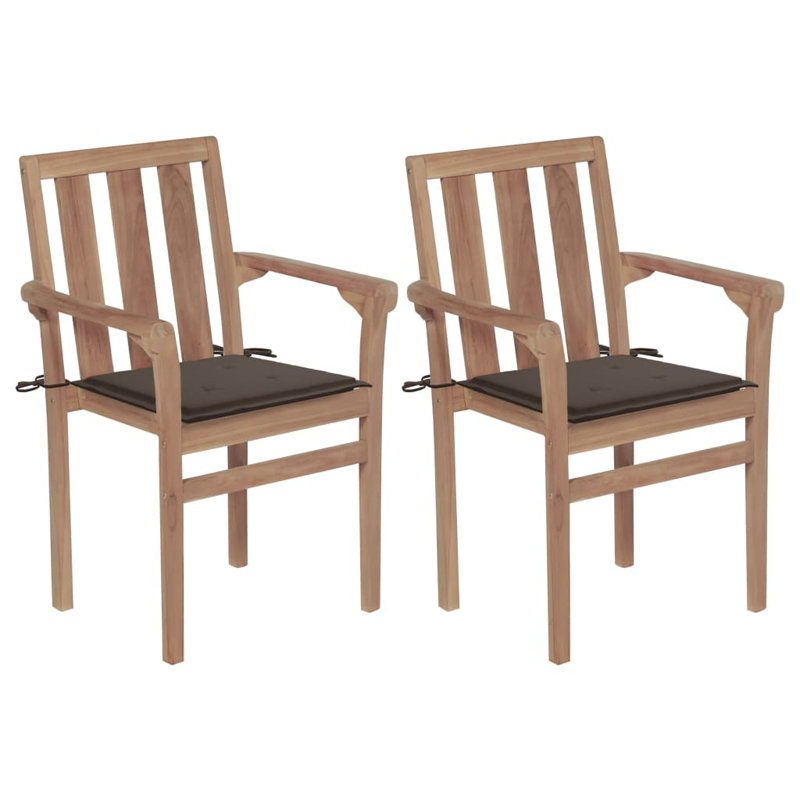 Henleaze Stacking Teak Patio Dining Armchair with Cushion, Green