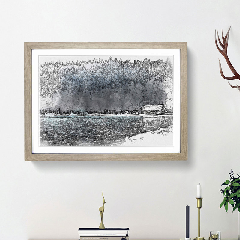 Lake Louise in Banff Canada in Abstract - Picture Frame Graphic Art Print, 48cm H x 65cm W x 2cm D, Oak Framed