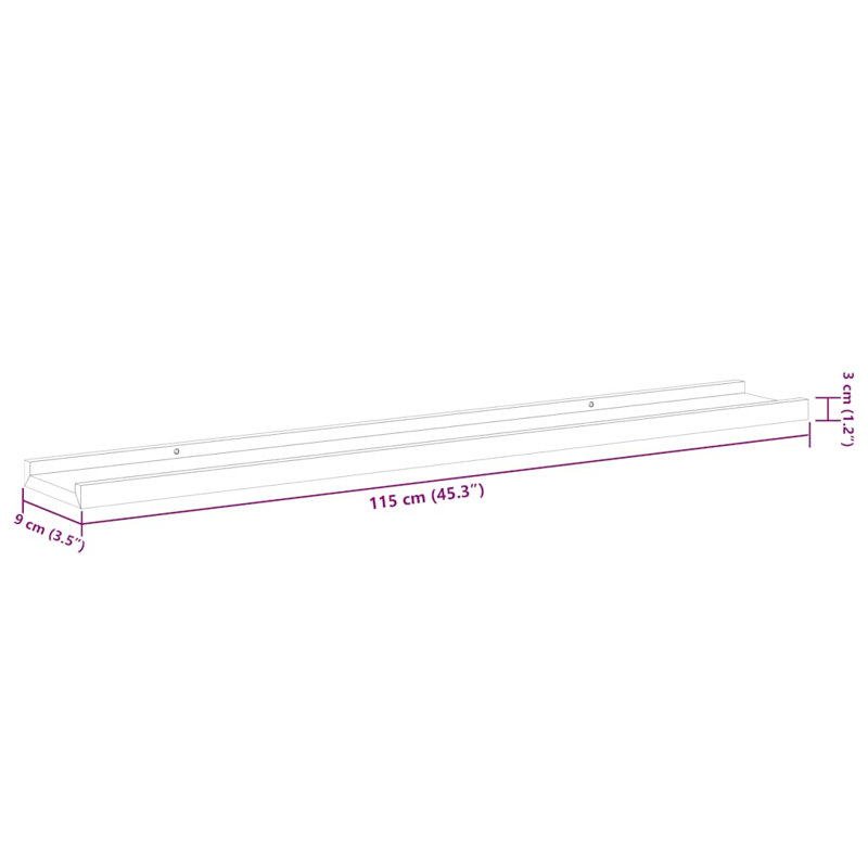 Tablette murale Tablette flottante à fixation murale pour cadre photo, Blanc, H 1,2 po x l 45,3 po x P 3,5 po