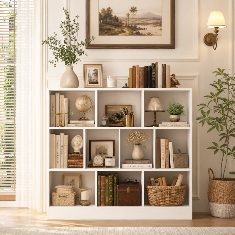 Bibliothèque cubique H 40,9 "Binegar, H 41 po x l 47 po x P 9,4 po, Blanc
