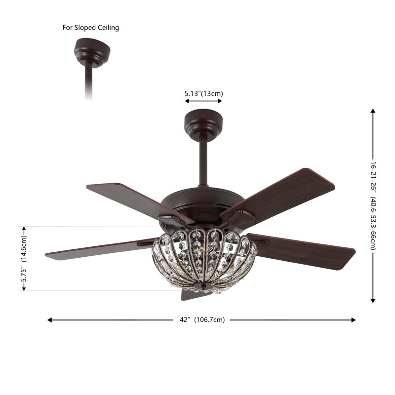 Abat-jour de plafond en métal / cristal festonné à 3 vitesses en métal / cristal à 3 vitesses de 42 po Reva