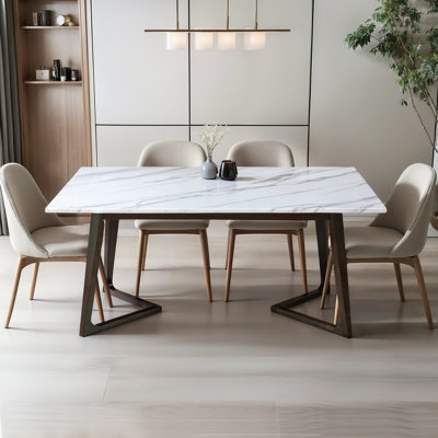Solid Marble Top Dining Table
