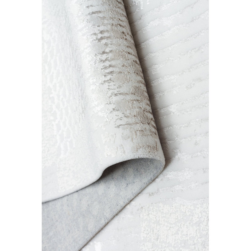 Tapis crème en polyester tissé à la machine Bedner, Rectangle 2 pi 7 po x 4 pi 11 po