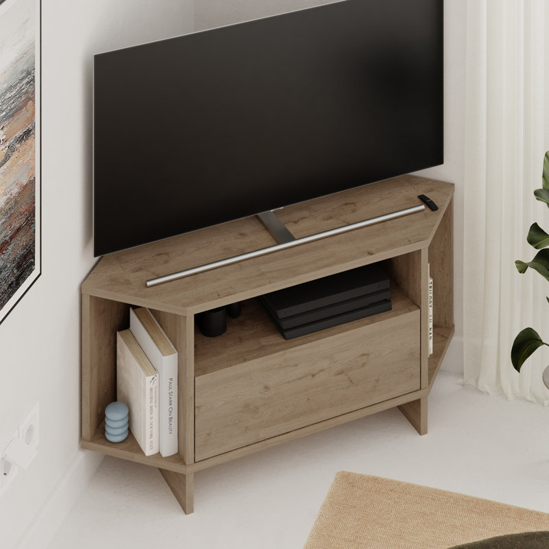 Viva Corner TV Stand Modern Storage Unit for TVs up to 34 inches, Brown