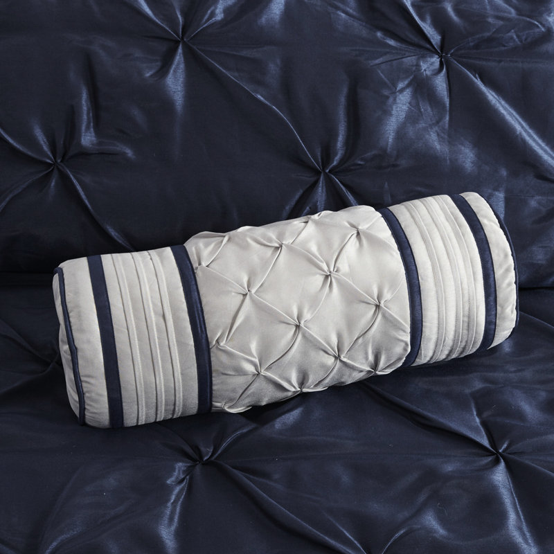 Gorgeous Navy King Comforter - 7 Pieces, , Bedding Piece In For Bed , Skirt And Decorative Pillows, Navy