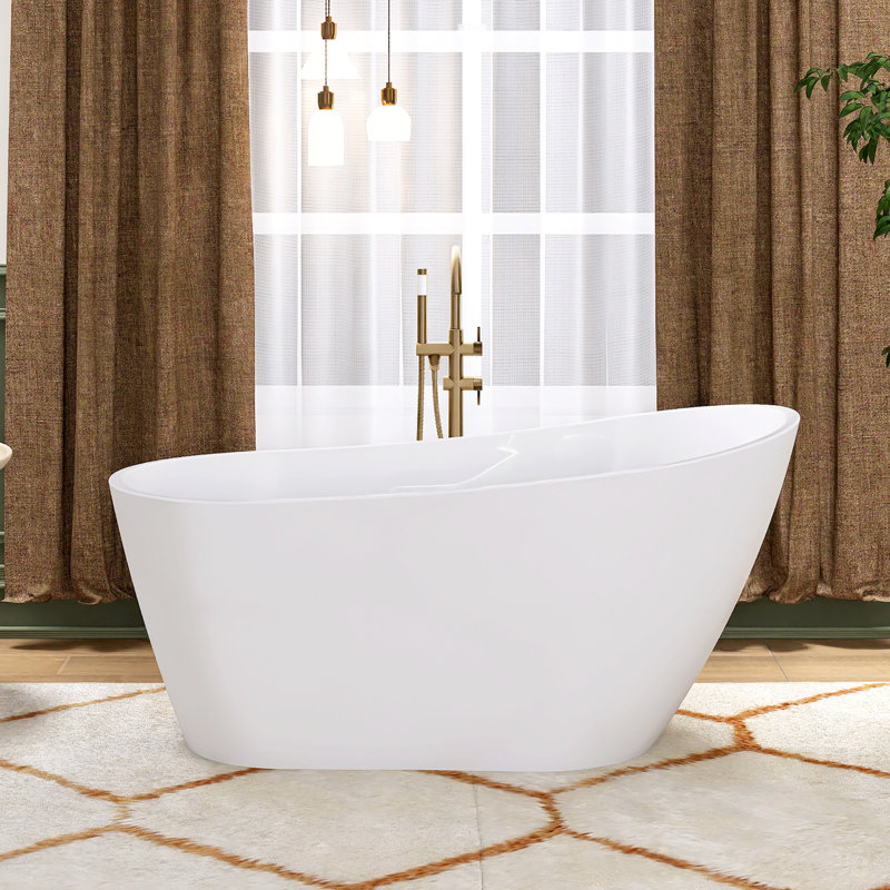 Baignoire de trempage simple autoportante en acrylique avec drain réversible 59 "59"