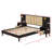 Queen Solid Wood Bed Frame With Matching Nightstands And Lamp-Integrated Design-1178557726