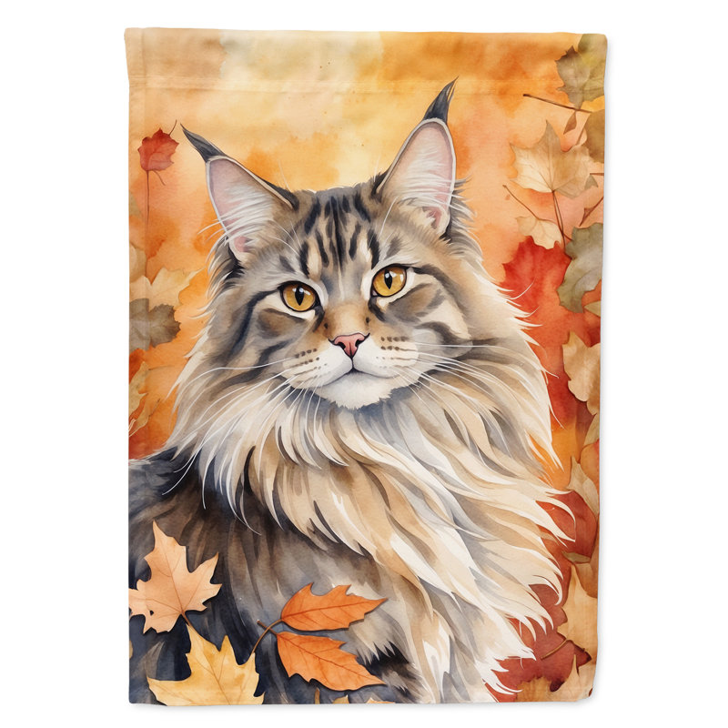 Chat en feuilles d'automne, MaineCoon