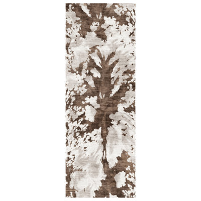  Rayna Charley Cow Modern Animal Print Indoor Area Rug, Brown Ivory Flat Pile for Living Room & Bedroom - Charley, 2x6 Runner