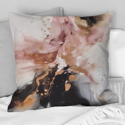 Pink Gold Marble Texture I - Abstract Marble Printed Throw Pillow