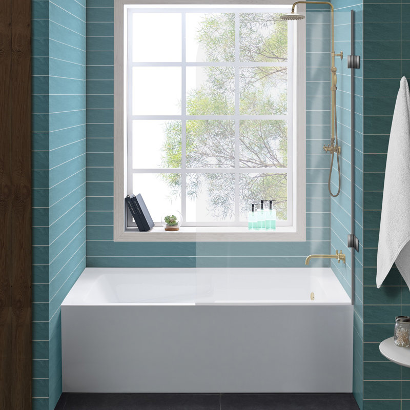 Baignoire en alcôve avec tablier 60 "x 30" Voltaire, Blanc lustré, Right With Armrest