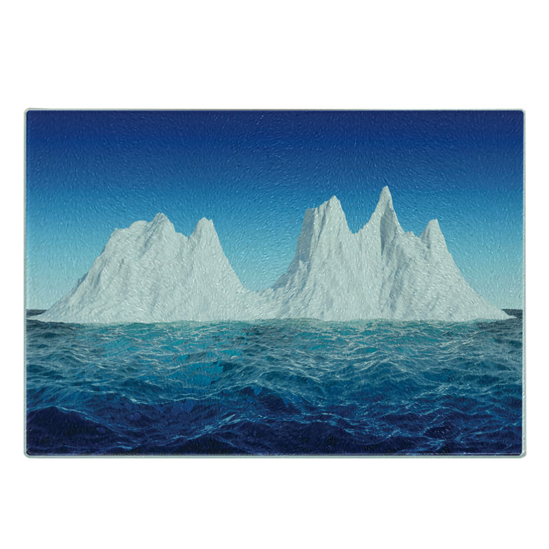 Planche à découper en verre trempé Ambesonne Ice Berg Scène antarctique océan bleu de cobalt
