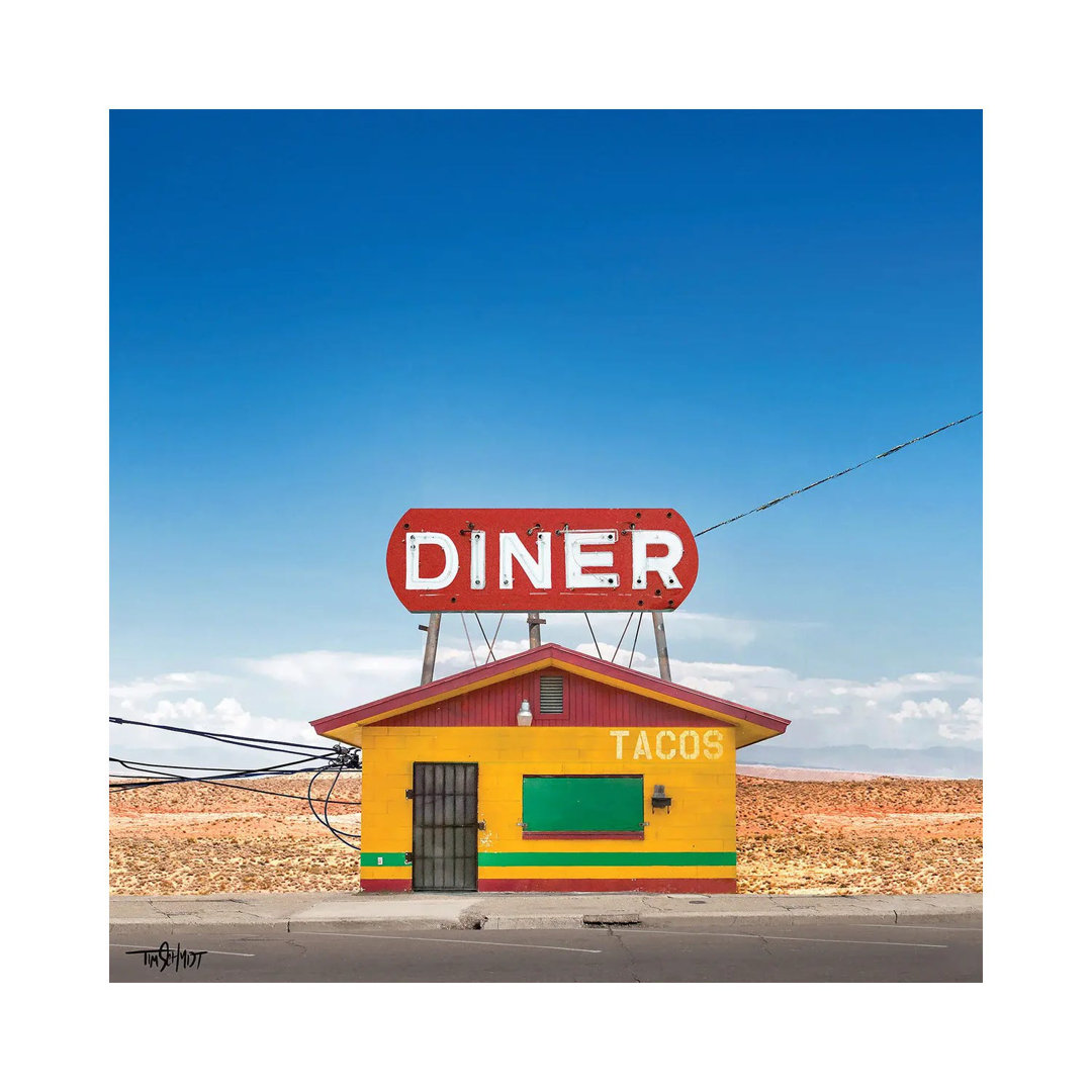 Main Street Diner von Tim Schmidt - Galerie-verpackte Leinwand Giclée auf Leinwand