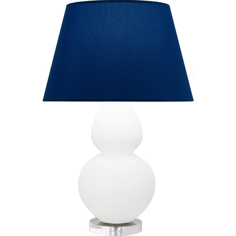 Matte Small Double Gourd Accent Lamp - Matte Ash, Lucite - Ink Black with Rose Red Lining Shade, Matte White, Navy/Gray