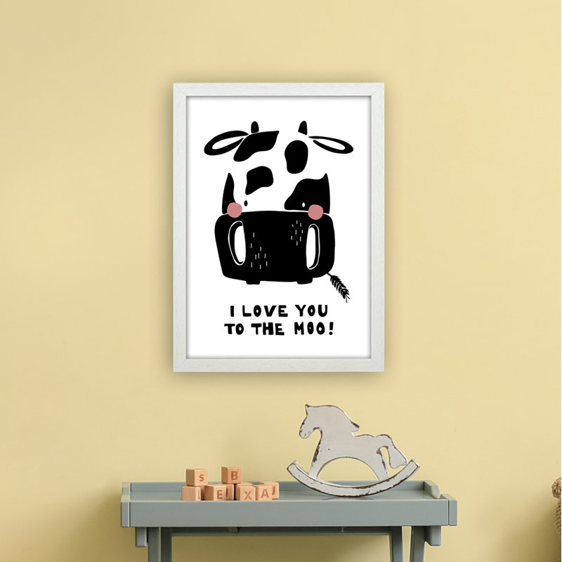 Cow by Miniofmine - Print, 46cm H x 34cm W x 3cm D, Brown Framed
