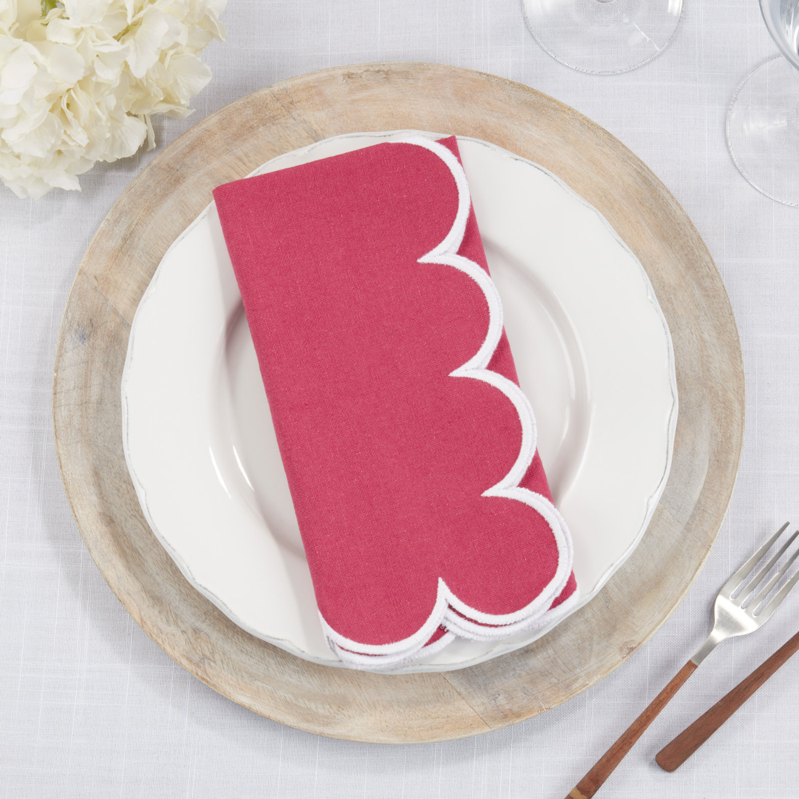 Paddock Reversible Cotton Napkin, Fuchisa