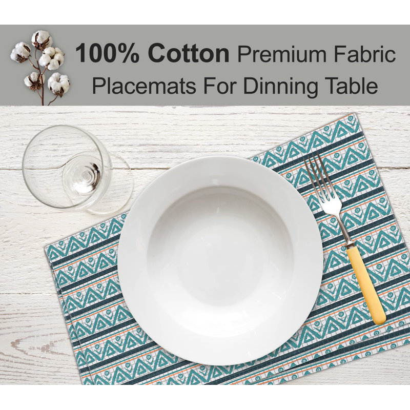  Dining Table Rectangle Placemats 100% Cotton Multi Pattern 13x19 Inches, Kite