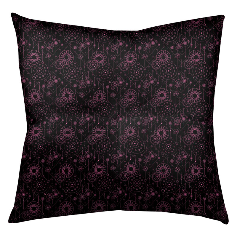 Coussin de sol carré Katelyn Elizabeth, 30 po x 30 po, Noir / Rose
