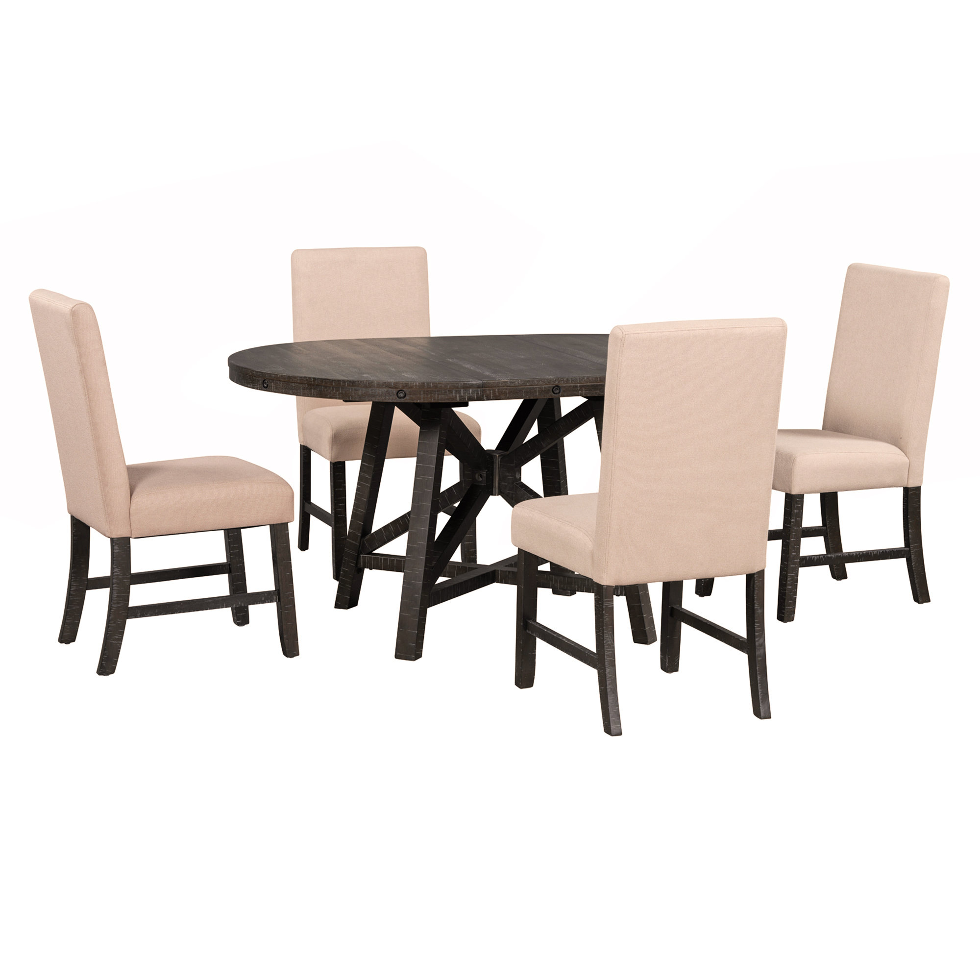 Lark Manor™ 5-Piece Retro Functional Dining Set with Extendable Round ...