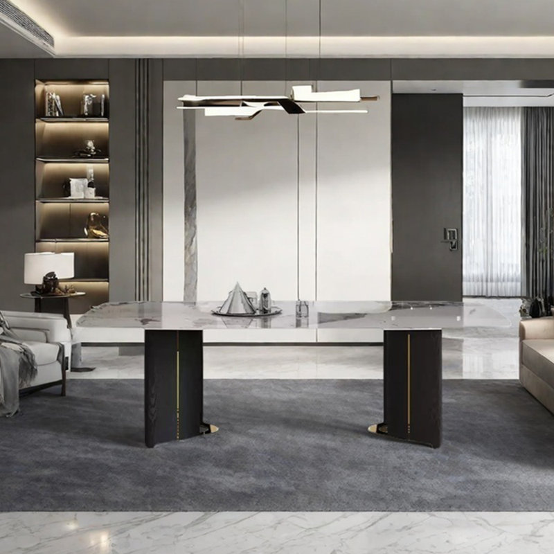 Charmante table de salle à manger en pierre frittée, H 29,53 po x L 78,74 po x l 39,37 po