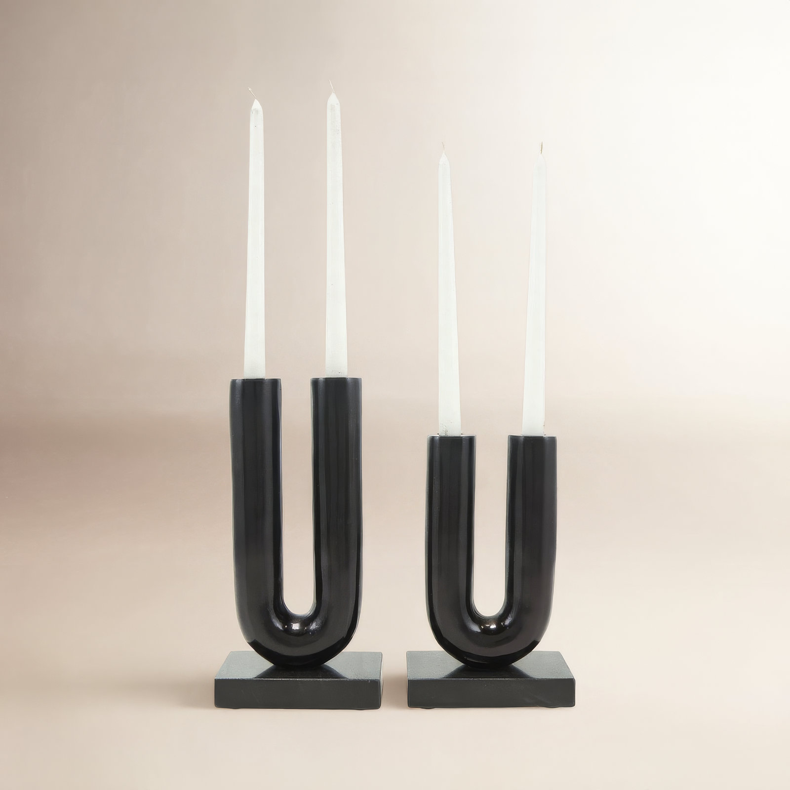 Newfields Genuine Marble Candlestick Holder, Black