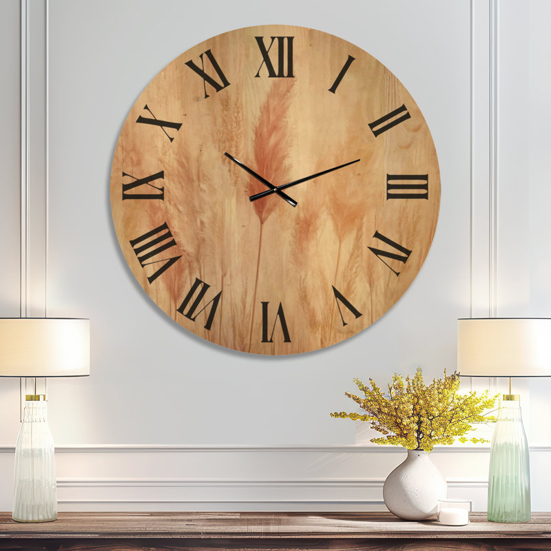 Grande horloge murale en bois Boho - Pampa couleur terre, Surdimensionné