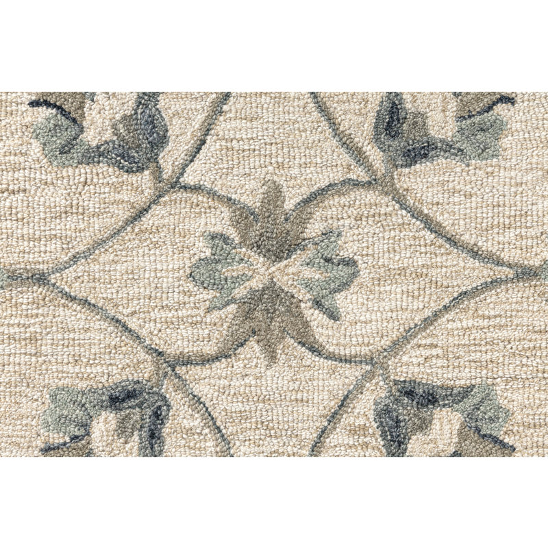 Tapis d'intérieur en laine naturel fabriqué à la main Munz, Rectangle 5 pi x 7 pi