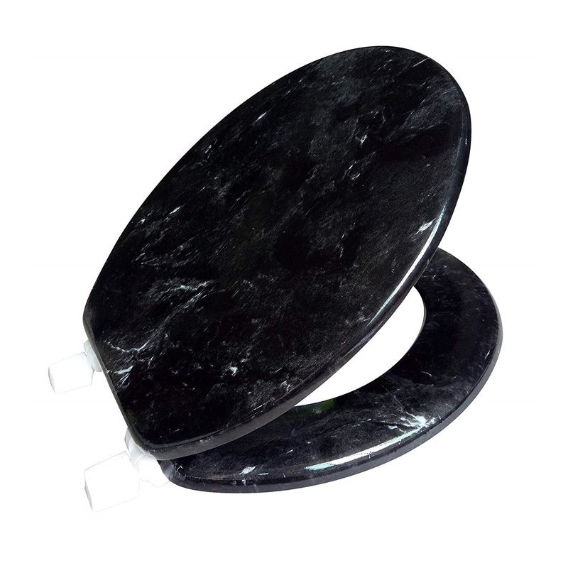 Siège de toilette rond en marbre, Noir
