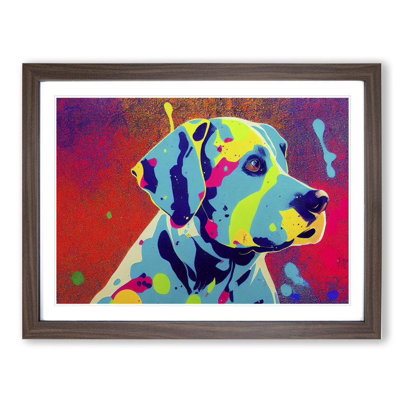 Colourful Dog Vol.2 Abstract - Framed Print, 25cm H x 34cm W x 2cm D, Walnut