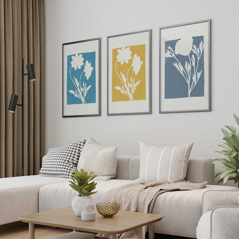 Ensemble de 3 pièces "3 fleurs subtiles", Or poli, H 25,25 po x l 19,25 po