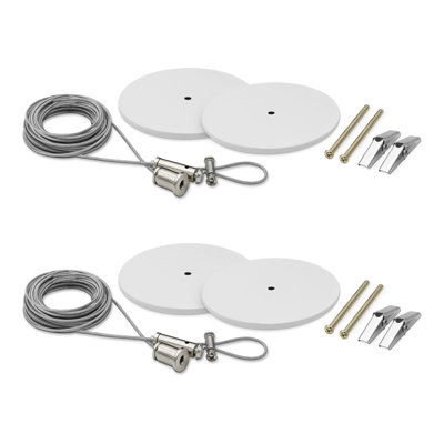 Ensemble de suspension Luxiter H-Track 20FT, ensemble d'éclairage de rail d'éclairage à circuit unique à 3 fils de type H 120V avec auvents ronds, paquet de 2 blanc