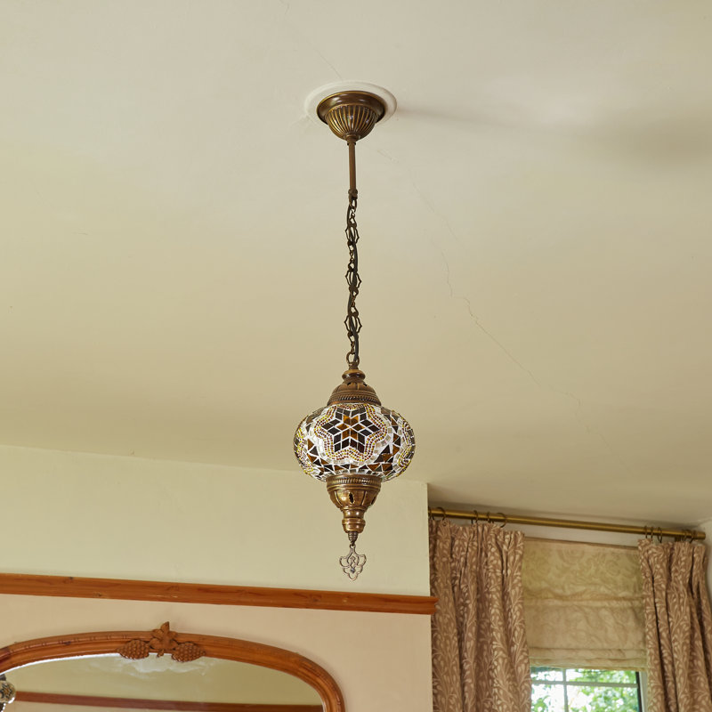 Karlie 1 - Light Antique Bronze Sphere Pendant, Brown/Amber